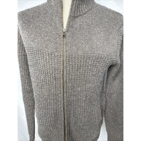Autumn Cashmere Cardigan Sweater Men's M Gray Wool Zipper Pockets Old Money - Picture 3 of 8